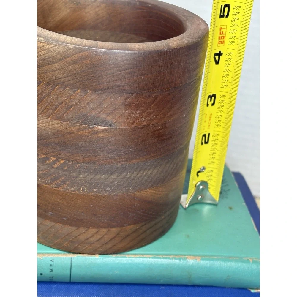 VTG Wooden Hand Turned Kitchen Utensil Holder Pencil Pen Desk  Farmhouse 4.5